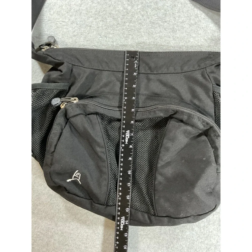 Black Cordura Messenger Bag Adjustable Padded Strap Mesh Pockets Crossbody B1